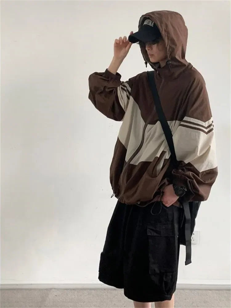 QWEEK Y2K Hooded Jacket Women Japanese Style Vintage