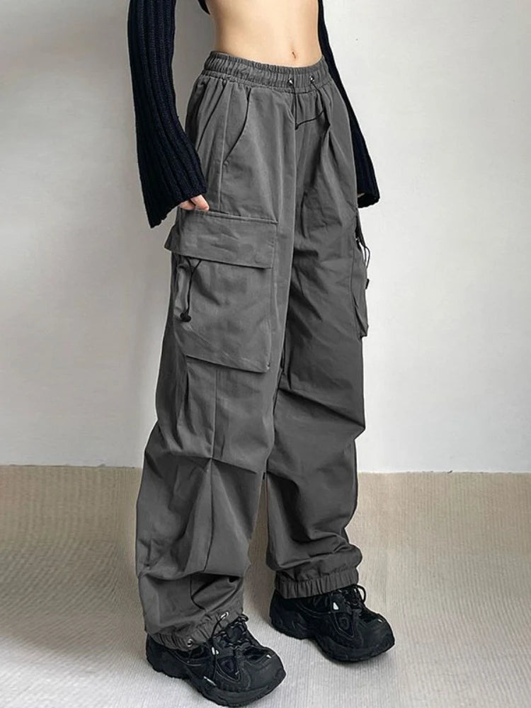 Y2K Oversized Cargo Parachute Pants Women