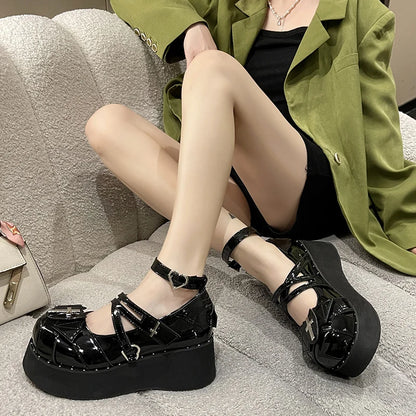 Y2K Gothic Mary Jane Shoes Women