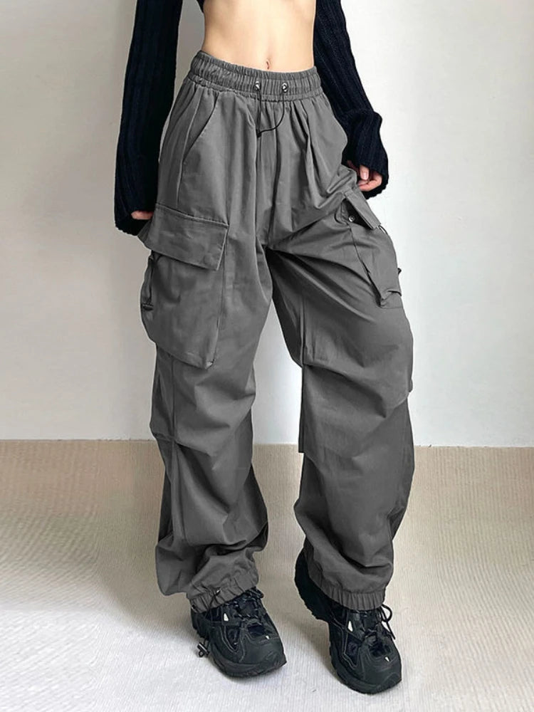 Y2K Oversized Cargo Parachute Pants Women