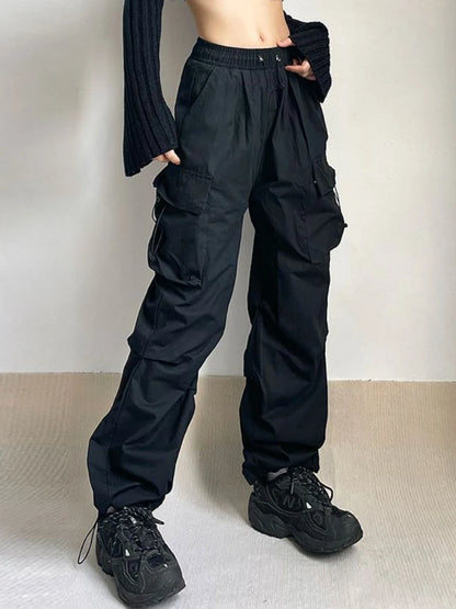 Y2K Oversized Cargo Parachute Pants Women