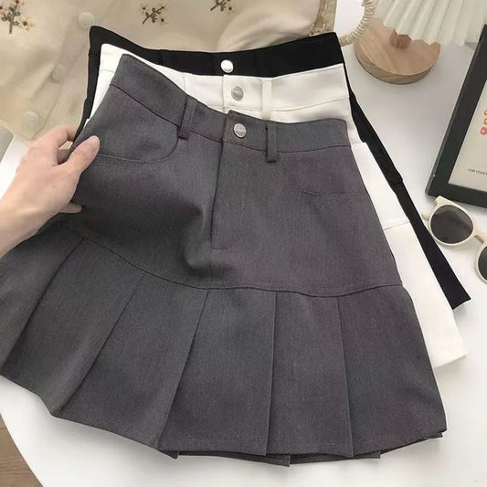 Y2K Vintage High Waist Pleated Skirt Women College Style