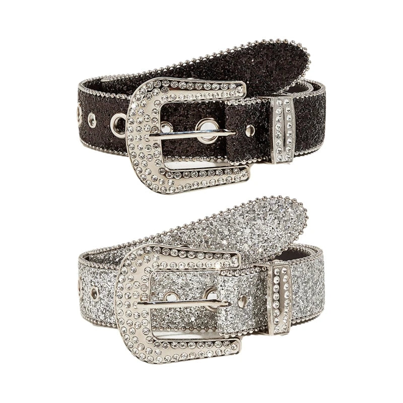 Goth Rhinestone Belt Women