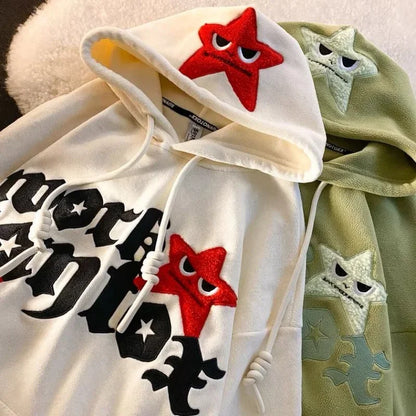 Street star embroidery letter design pullover hoodies