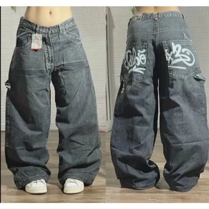 Street Vintage Jeans Y2K Wash blue Multiple pockets Baggy Jeans Denim Pants